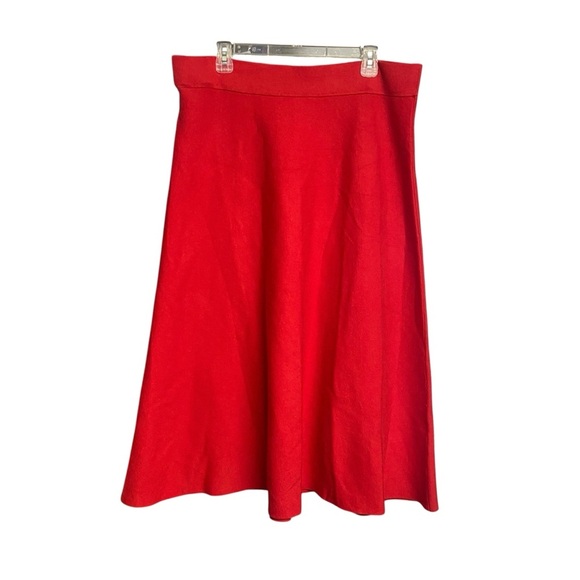 Ann Taylor Midi Sweater A Line Skirt Jubilee Size XL Red Elastic Waist Holiday - Picture 4 of 10